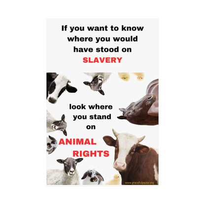 Vegan Activism Poster - If you want to know where you would have stood on slavery...