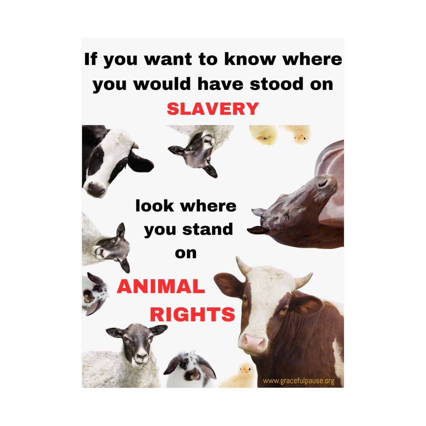 Vegan Activism Poster - If you want to know where you would have stood on slavery...