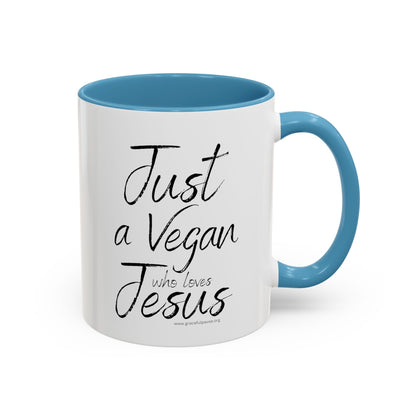 Just a Vegan who loves Jesus - Accent Coffee Mug (11, 15oz)