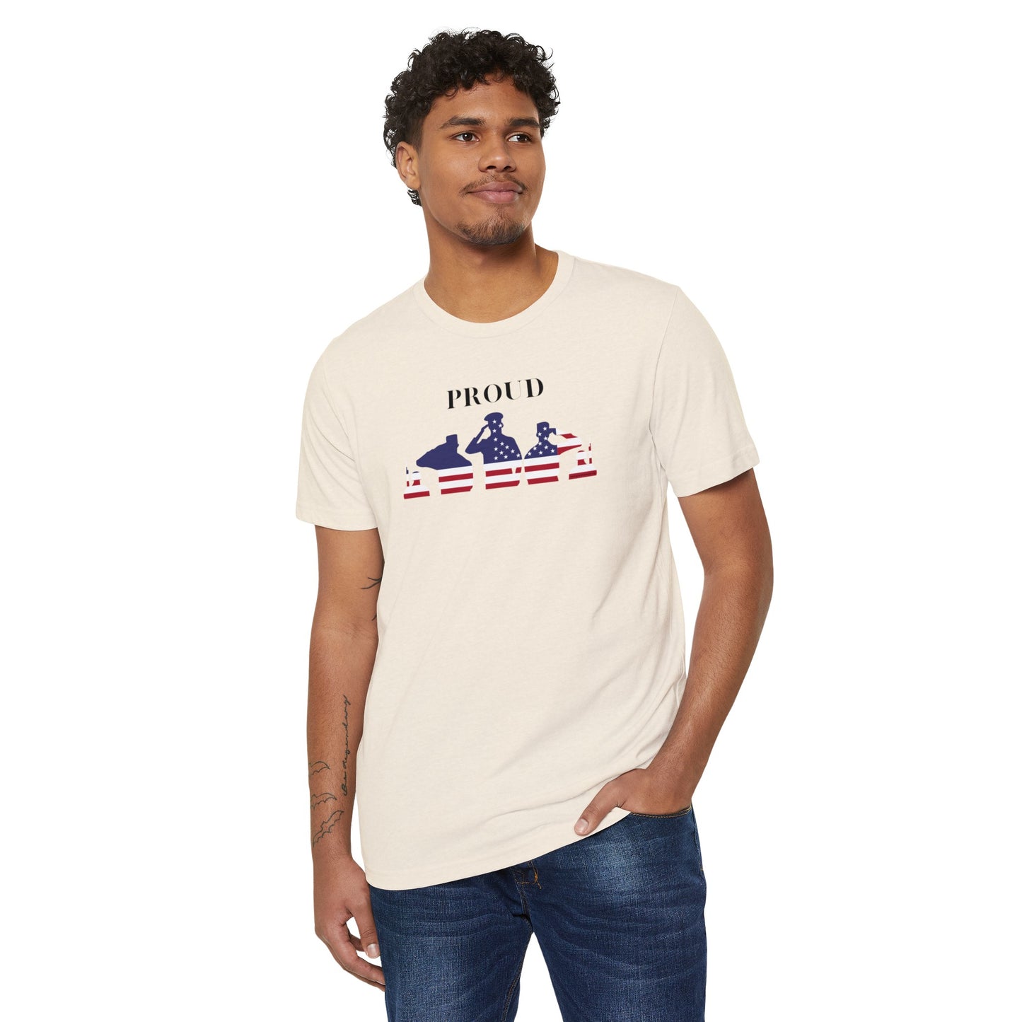 Proud - American Flag Soldiers - Unisex Recycled Organic T-Shirt