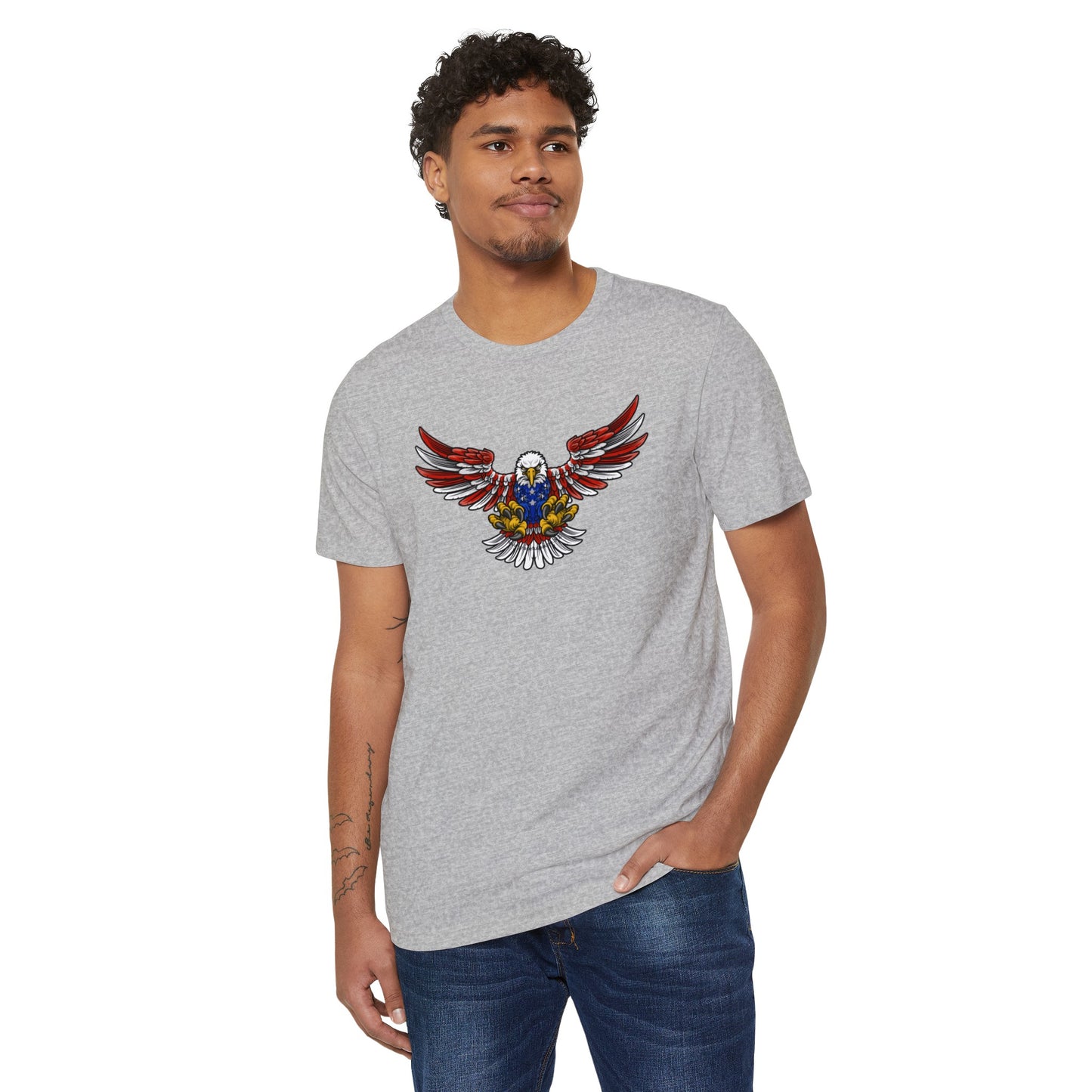 Patriotic Bald Eagle in Flight - Unisex Recycled Organic T-Shirt