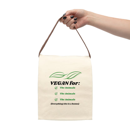 Vegan for the Animals - Canvas Lunch Bag With Strap