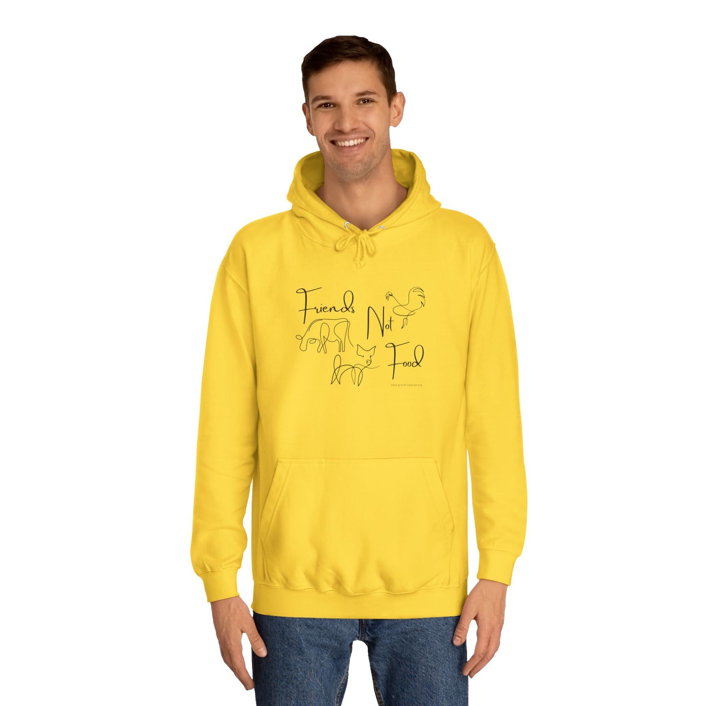 Friends Not Food - Line Drawn Animals - Unisex College Hoodie