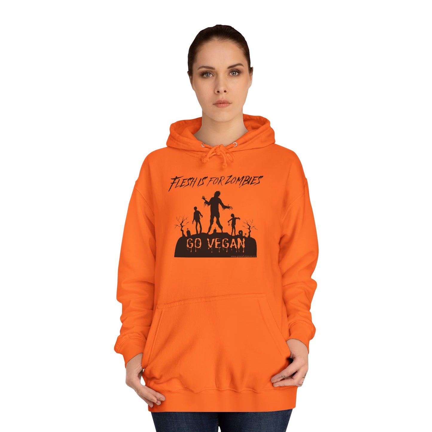 Flesh is For Zombies - Go Vegan - Unisex College Hoodie