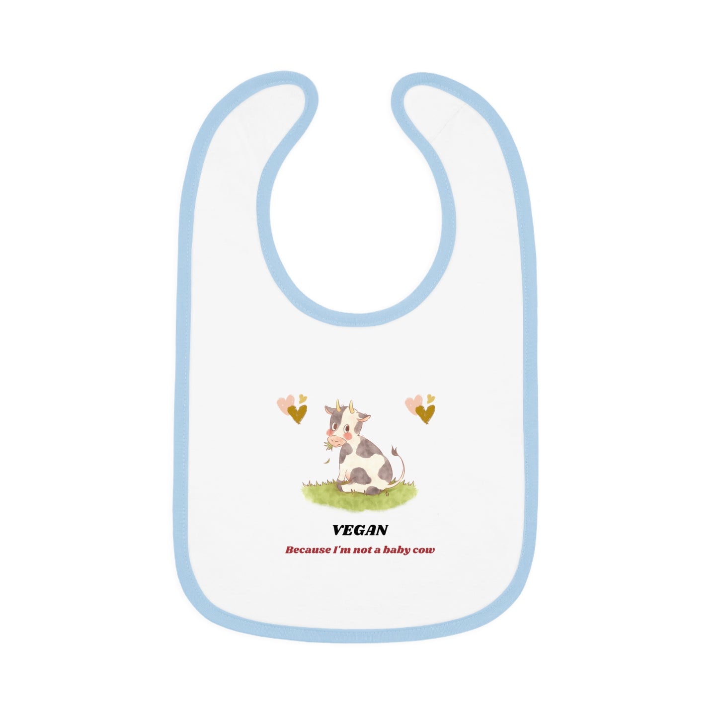 Vegan because I'm not a baby cow - Baby Contrast Trim Jersey Bib