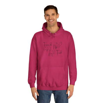 Friends Not Food - Line Drawn Animals - Unisex College Hoodie