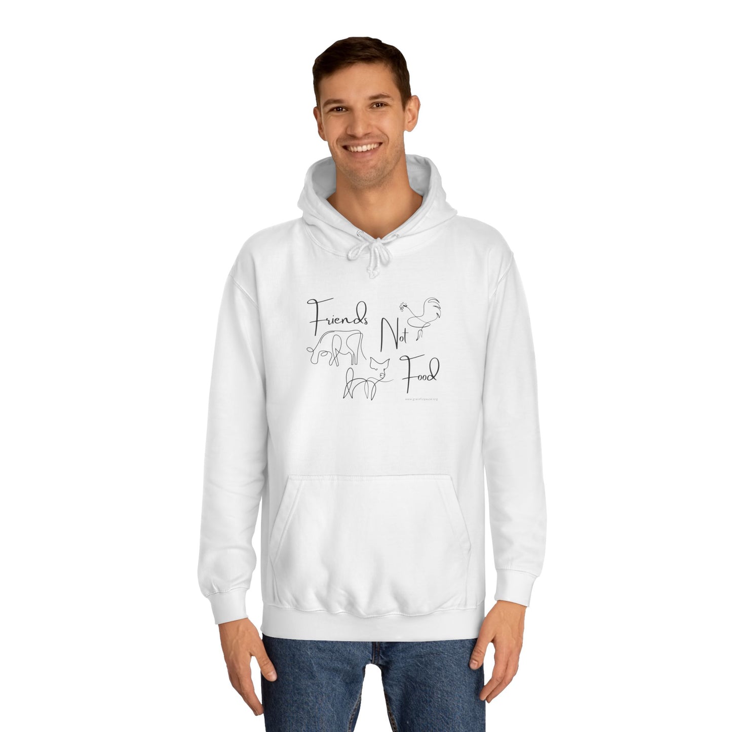 Friends Not Food - Line Drawn Animals - Unisex College Hoodie