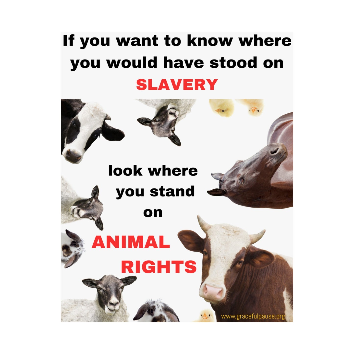 Vegan Activism Poster - If you want to know where you would have stood on slavery...