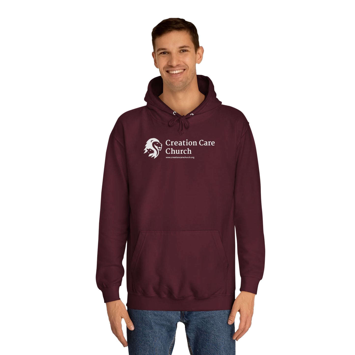 Creation Care Church Logo - White - Unisex College Hoodie