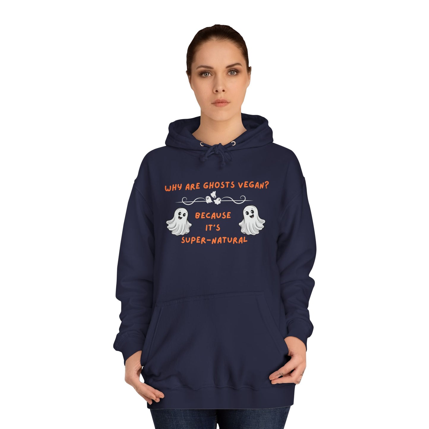 Why are Ghosts Vegan? - Unisex College Hoodie