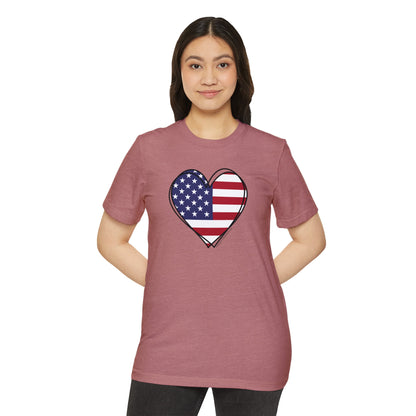 Patriotic Heart - Unisex Recycled Organic T-Shirt