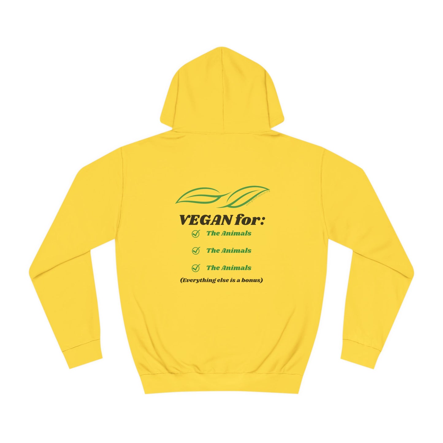 Vegan for the Animals back - Leaf design front - Unisex College Hoodie