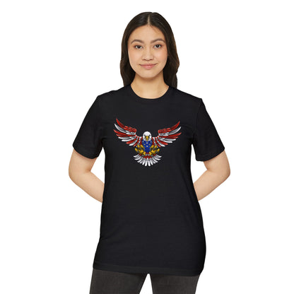 Patriotic Bald Eagle in Flight - Unisex Recycled Organic T-Shirt