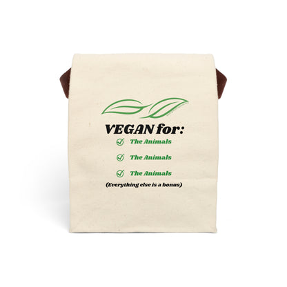 Vegan for the Animals - Canvas Lunch Bag With Strap