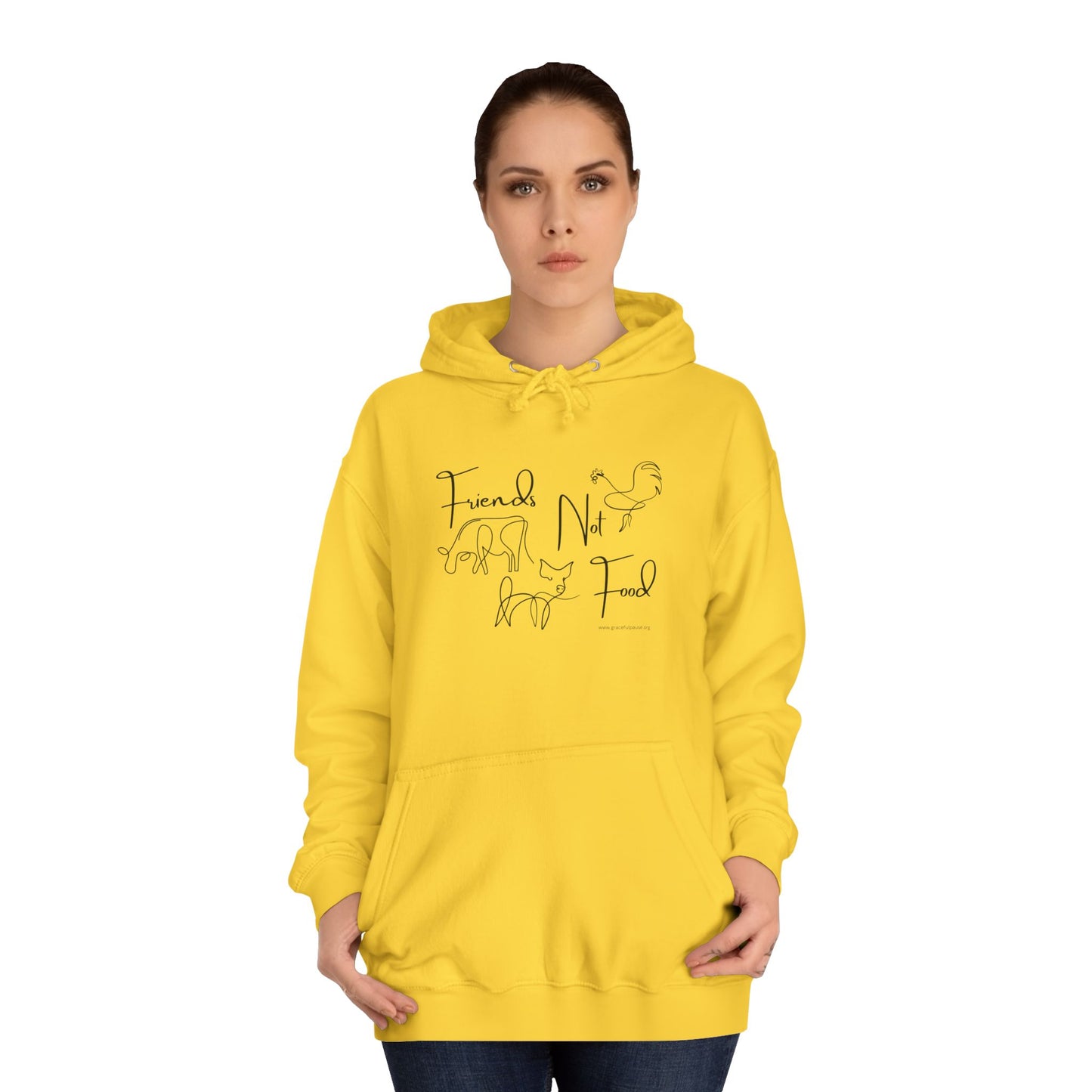 Friends Not Food - Line Drawn Animals - Unisex College Hoodie