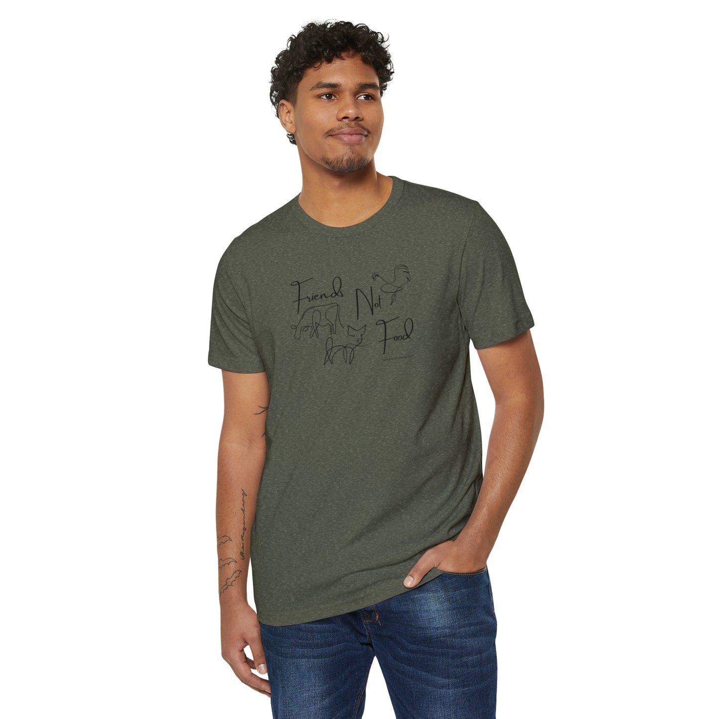 Friends Not Food - Line Drawn Animals - Unisex Recycled Organic T-Shirt