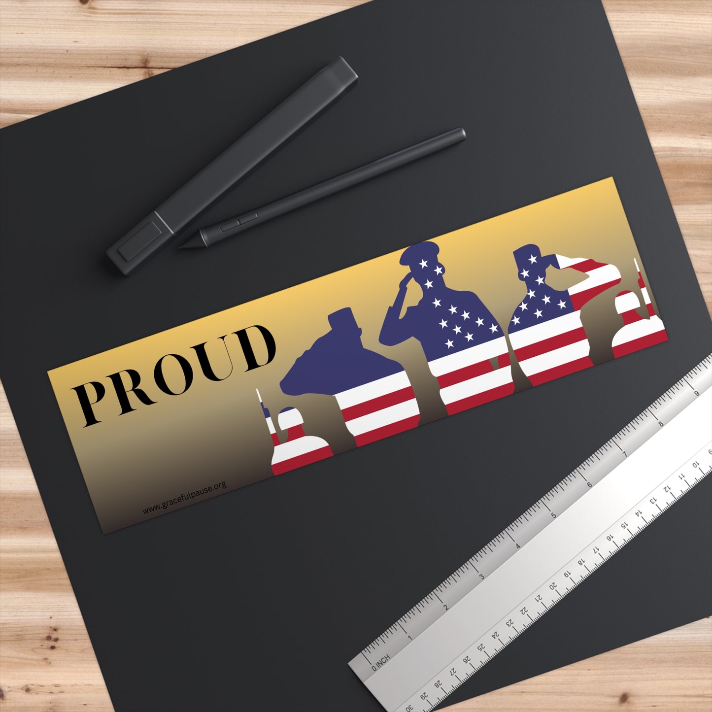 Proud - American Flag Soldiers - Bumper Stickers