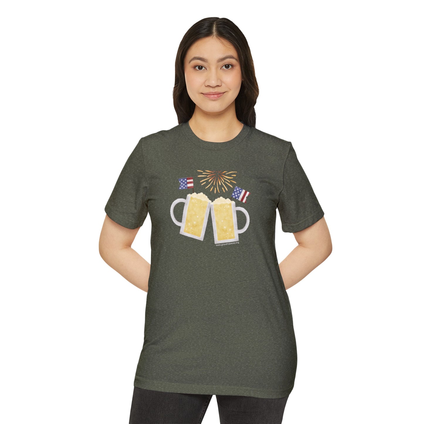 Patriotic Beer Toast - Unisex Recycled Organic T-Shirt