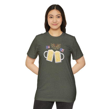 Patriotic Beer Toast - Unisex Recycled Organic T-Shirt