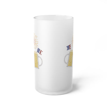 Firework - Beer - 4th of July Cheers - Frosted Glass Beer Mug