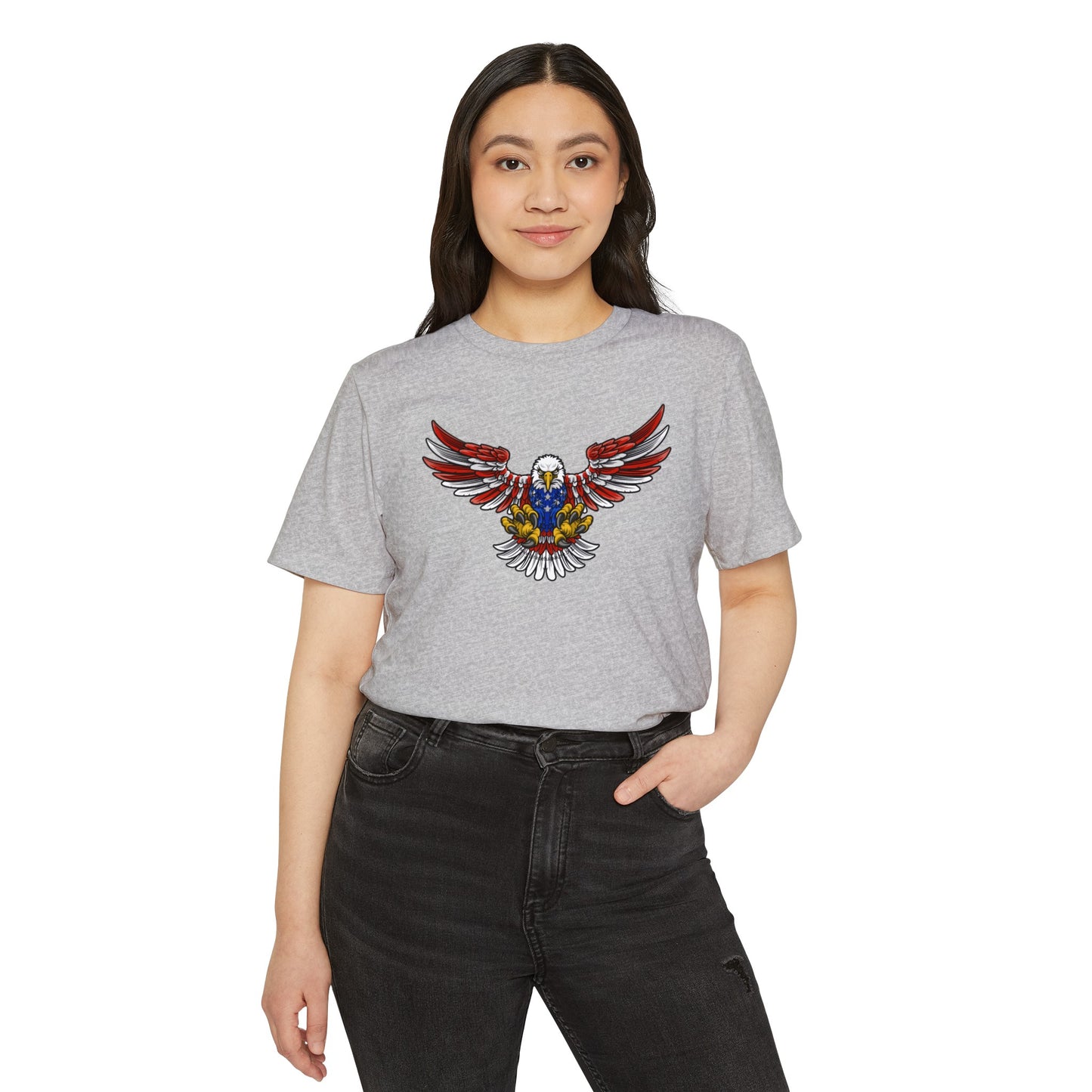 Patriotic Bald Eagle in Flight - Unisex Recycled Organic T-Shirt