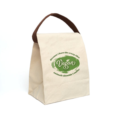 Vegan Because... - Canvas Lunch Bag With Strap