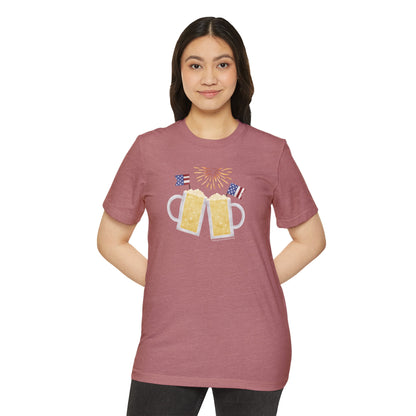 Patriotic Beer Toast - Unisex Recycled Organic T-Shirt