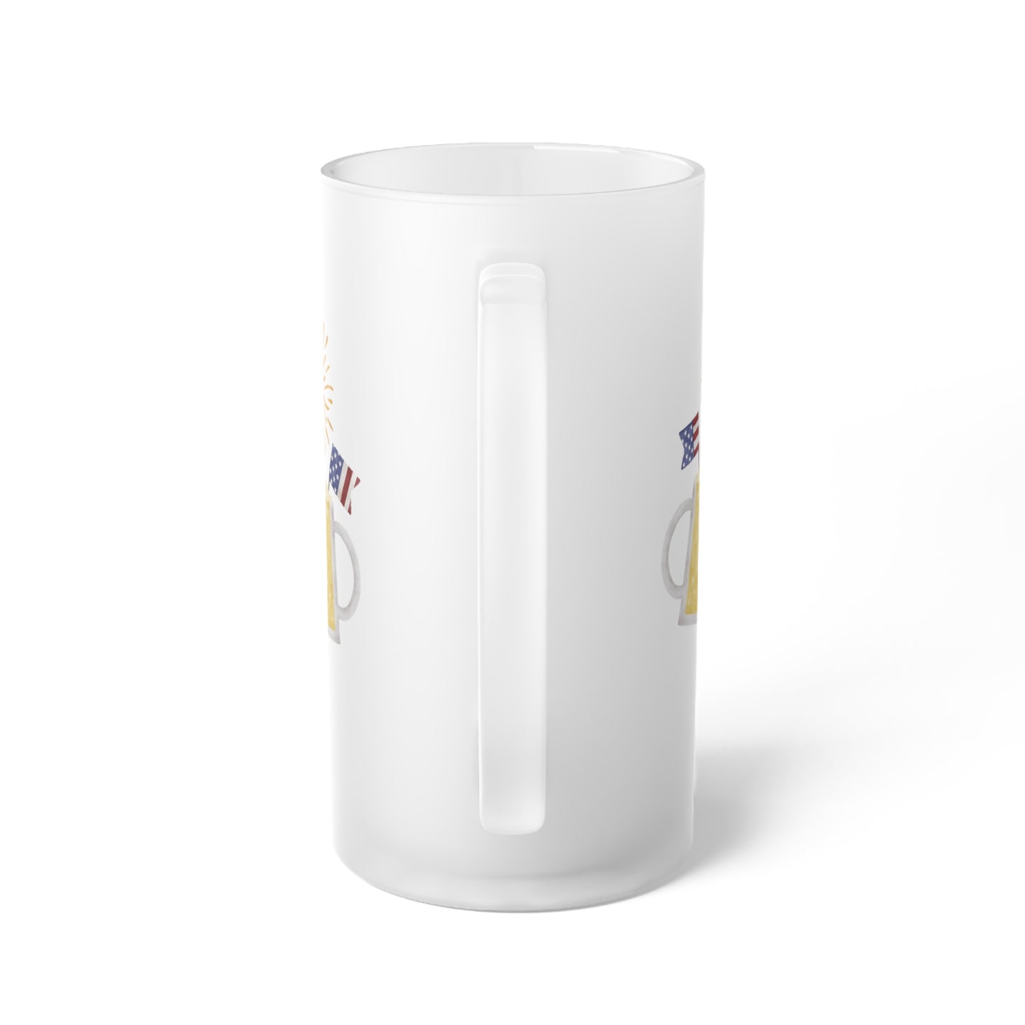 Firework - Beer - 4th of July Cheers - Frosted Glass Beer Mug