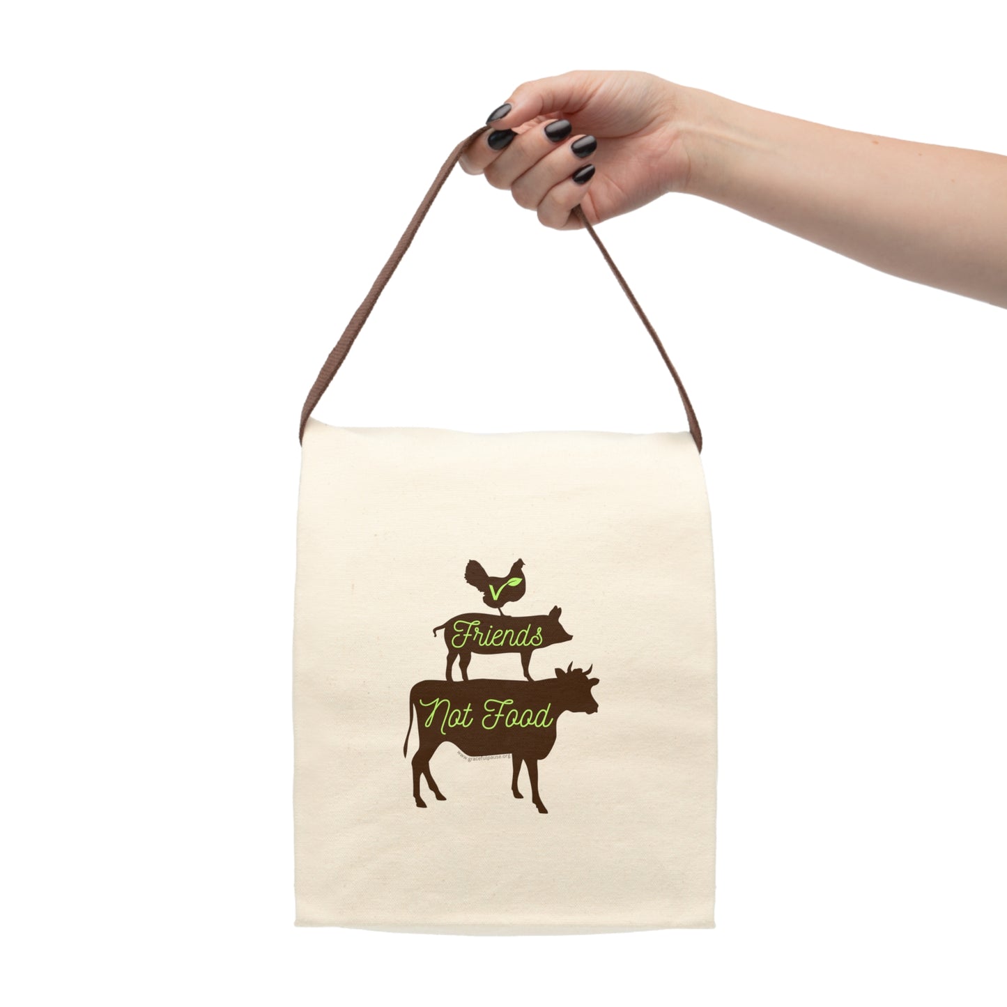 Friends not Food - Canvas Lunch Bag With Strap