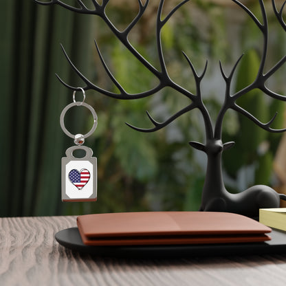 Patriotic Heart - Rectangle Keyring