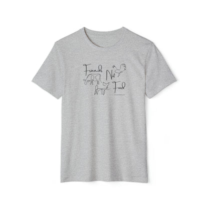 Friends Not Food - Line Drawn Animals - Unisex Recycled Organic T-Shirt