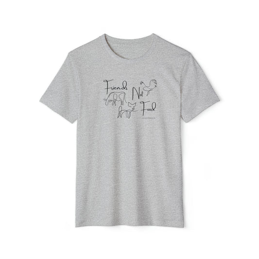 Friends Not Food - Line Drawn Animals - Unisex Recycled Organic T-Shirt