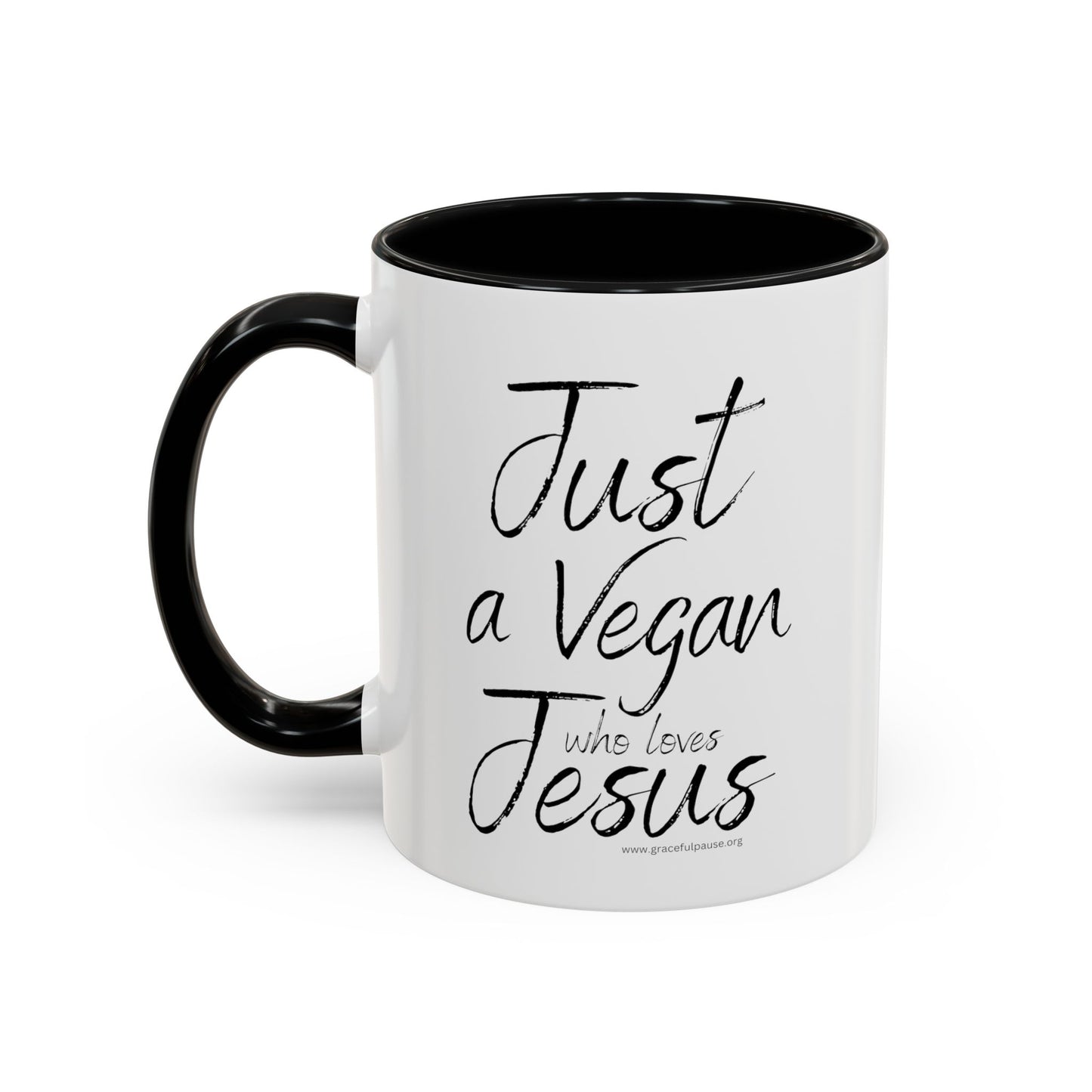 Just a Vegan who loves Jesus - Accent Coffee Mug (11, 15oz)