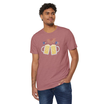 Patriotic Beer Toast - Unisex Recycled Organic T-Shirt