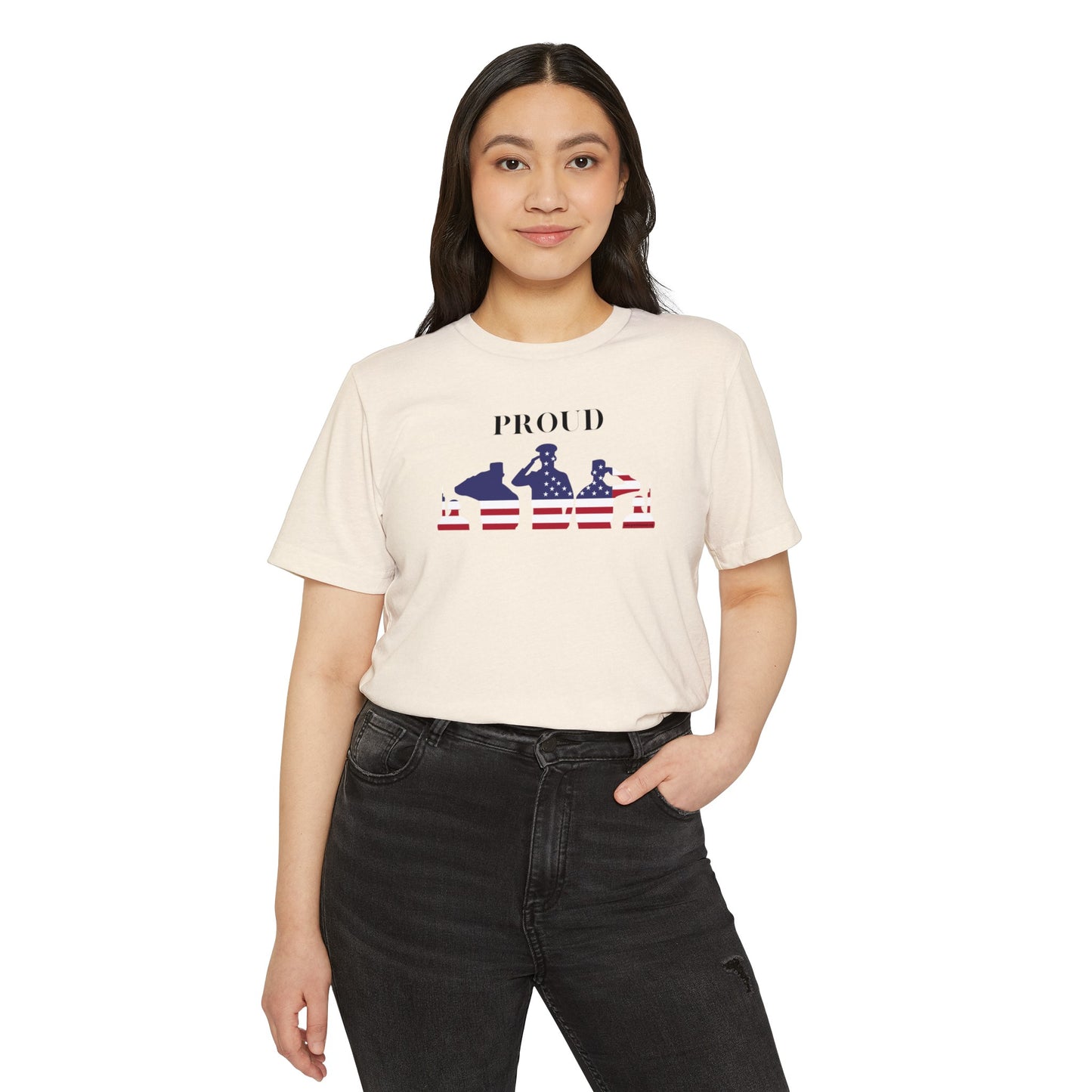 Proud - American Flag Soldiers - Unisex Recycled Organic T-Shirt