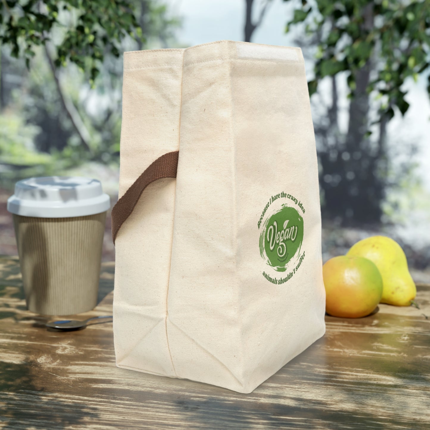 Vegan Because... - Canvas Lunch Bag With Strap