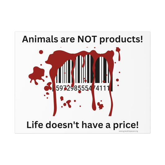 Animals are not products - barcode - landscaped - Uncoated Poster