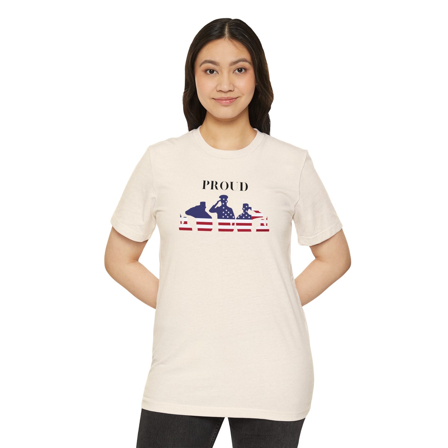 Proud - American Flag Soldiers - Unisex Recycled Organic T-Shirt