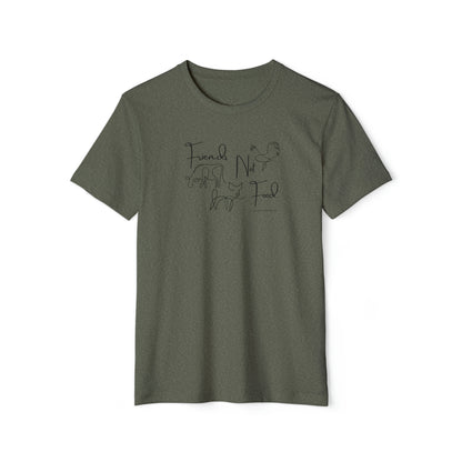 Friends Not Food - Line Drawn Animals - Unisex Recycled Organic T-Shirt