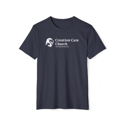 Creation Care Church White Logo - Unisex Recycled Organic T-Shirt