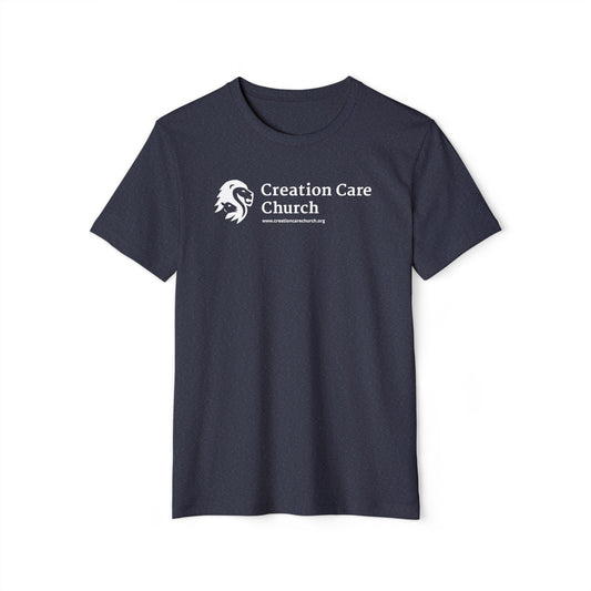 Creation Care Church White Logo - Unisex Recycled Organic T-Shirt