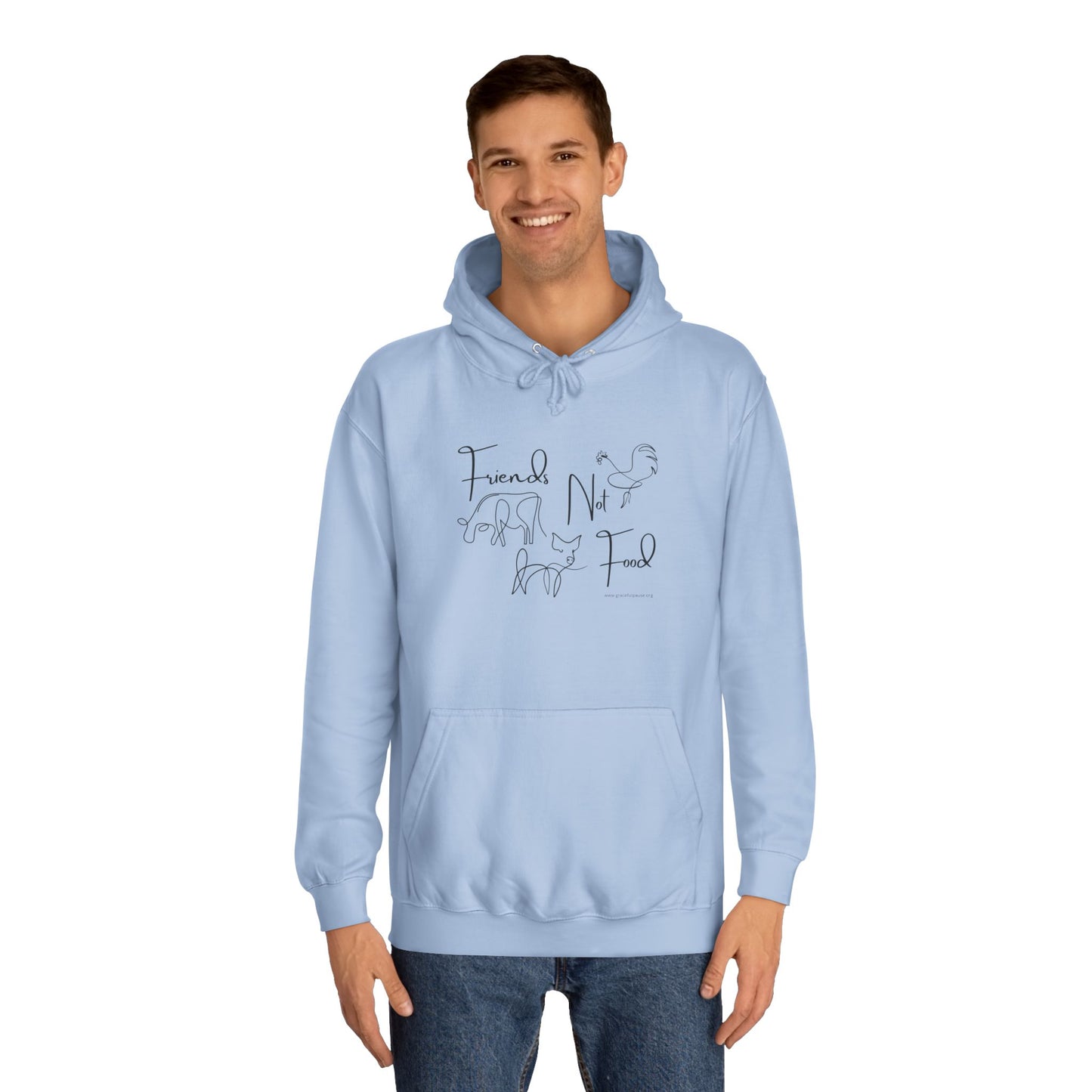 Friends Not Food - Line Drawn Animals - Unisex College Hoodie