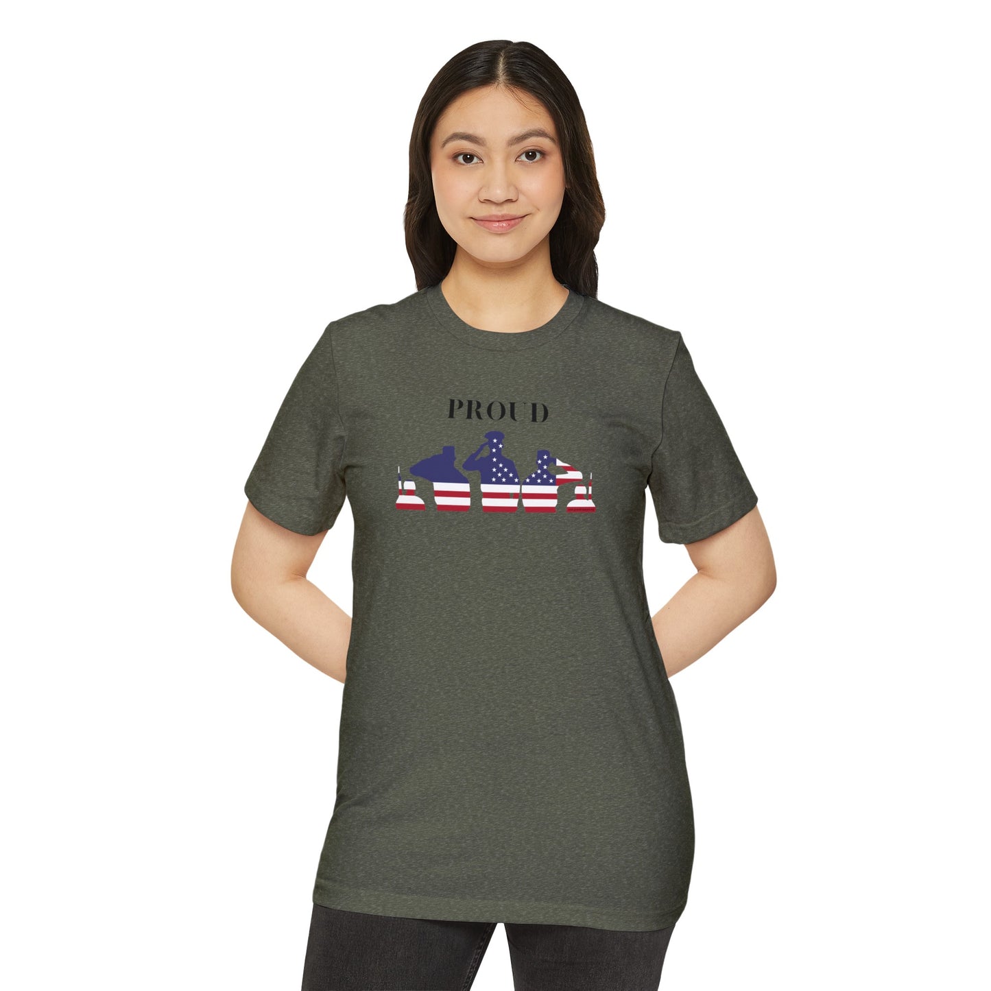 Proud - American Flag Soldiers - Unisex Recycled Organic T-Shirt