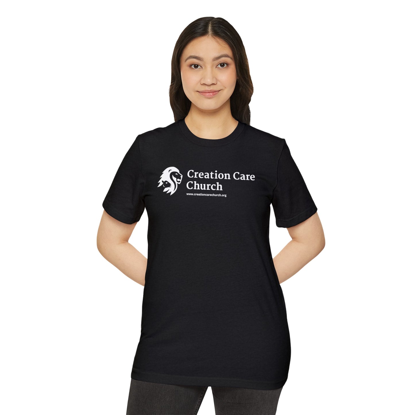 Creation Care Church White Logo - Unisex Recycled Organic T-Shirt