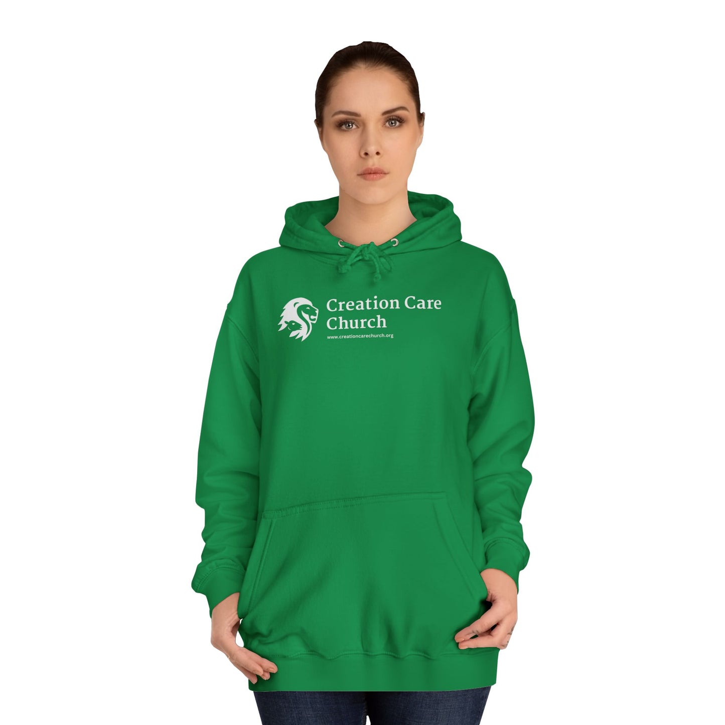 Creation Care Church Logo - White - Unisex College Hoodie