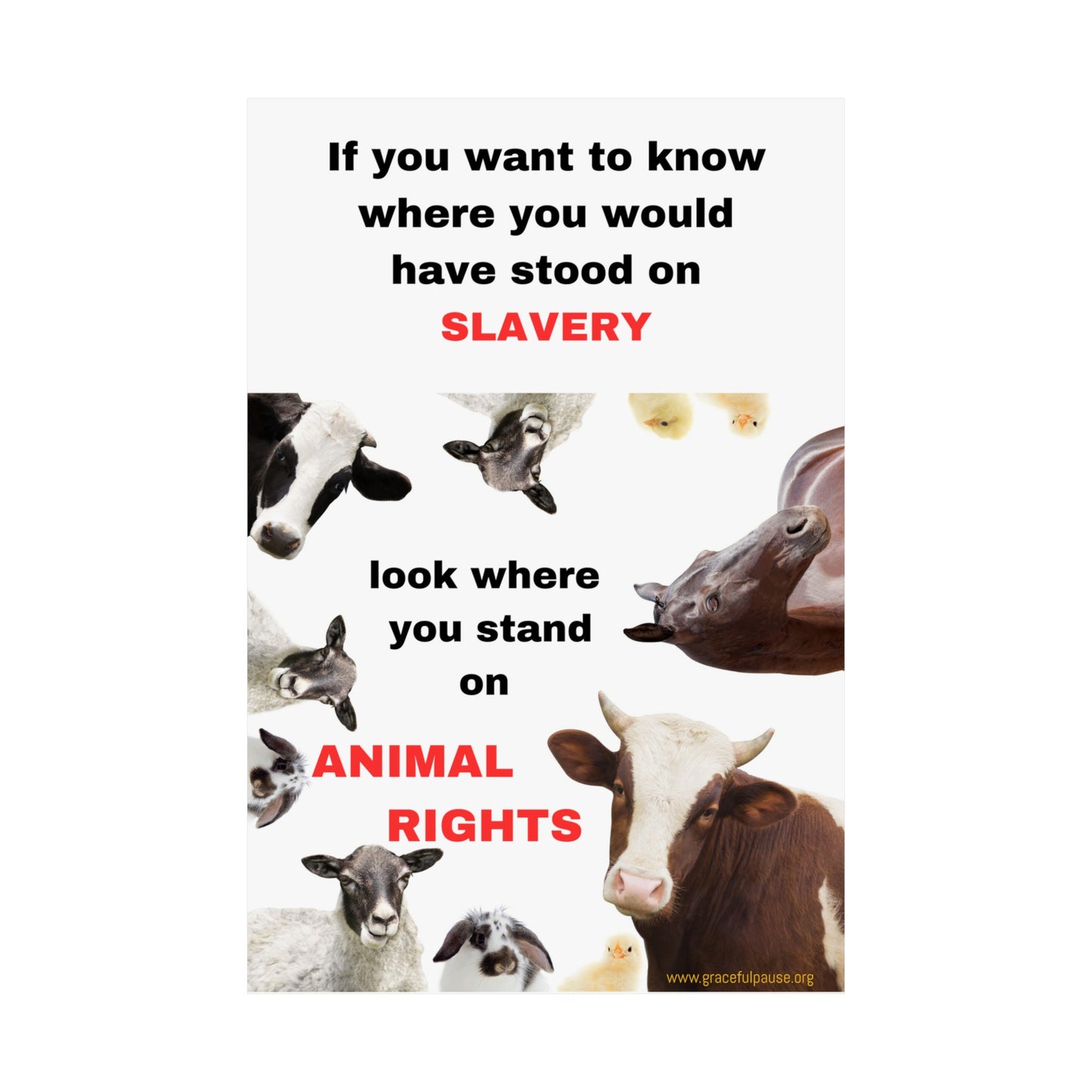 Vegan Activism Poster - If you want to know where you would have stood on slavery...