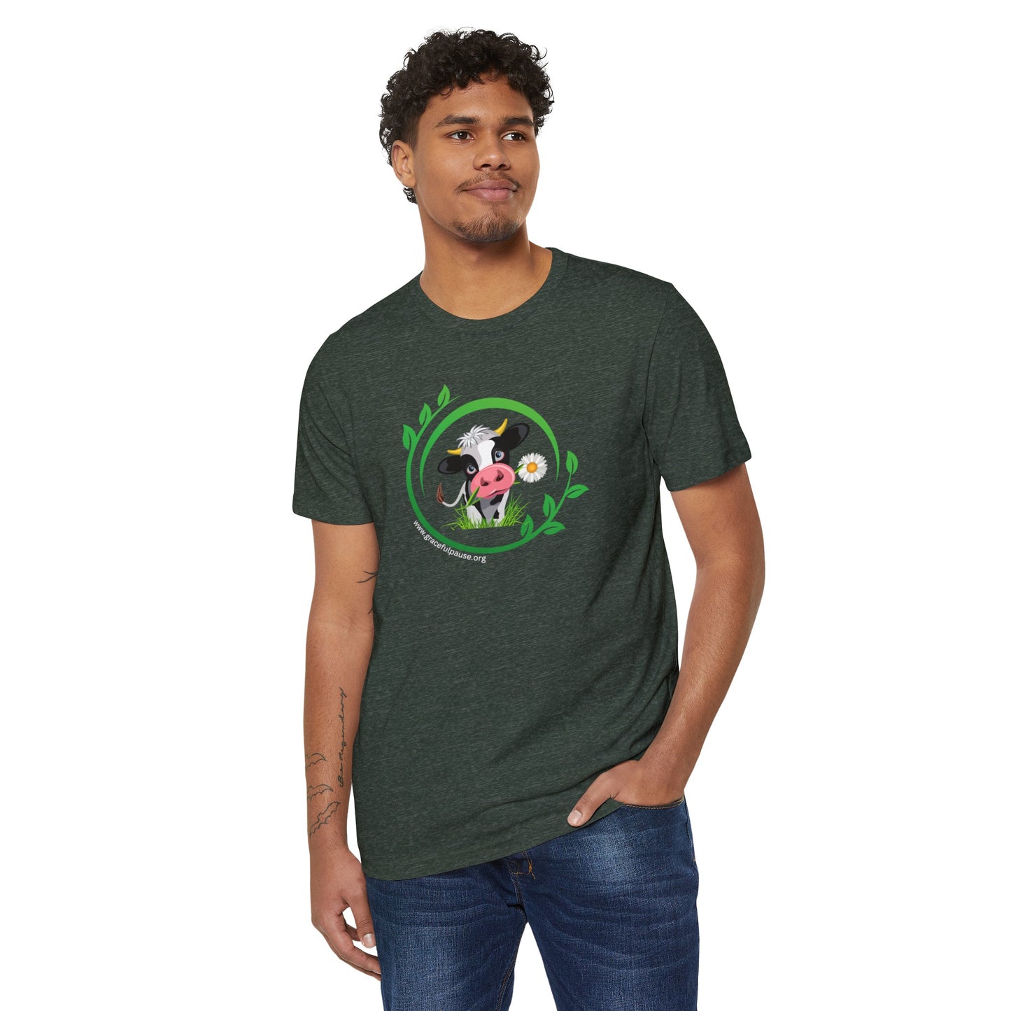 Pleading Cow - Unisex Recycled Organic T-Shirt