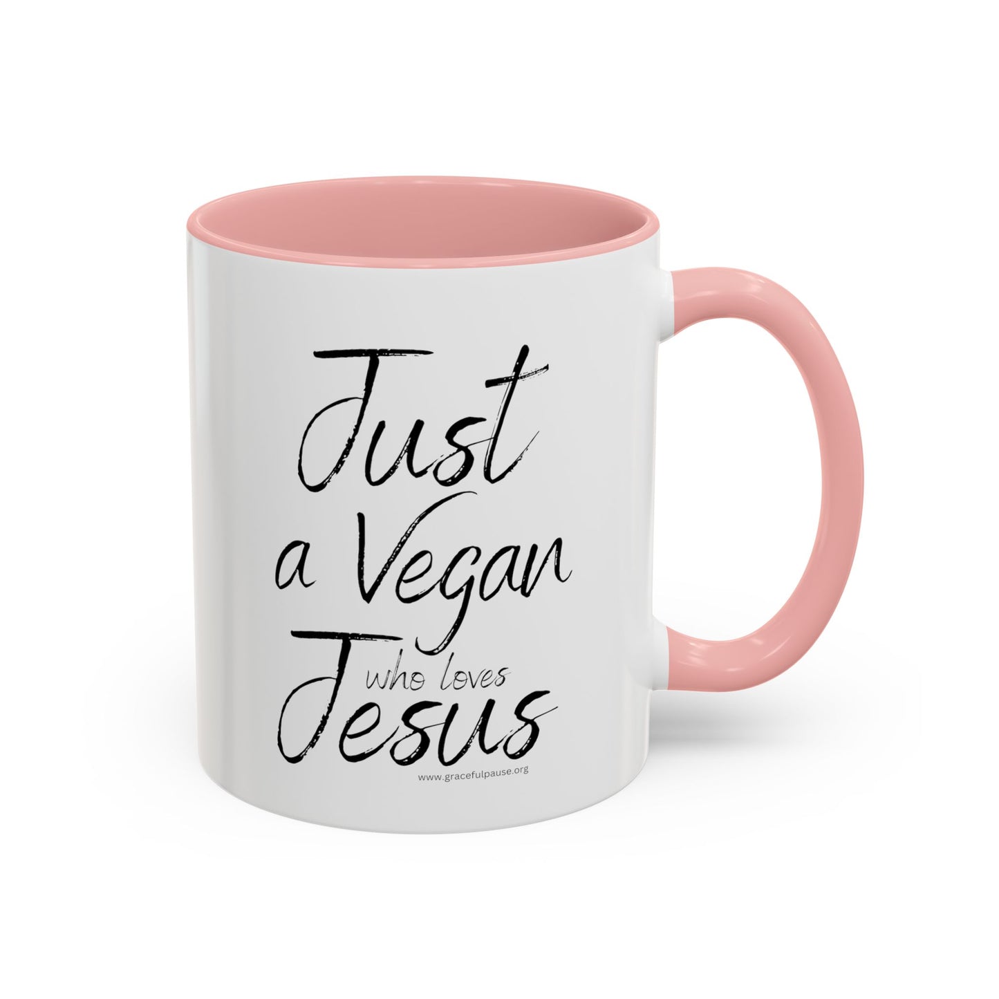 Just a Vegan who loves Jesus - Accent Coffee Mug (11, 15oz)