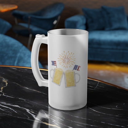 Firework - Beer - 4th of July Cheers - Frosted Glass Beer Mug