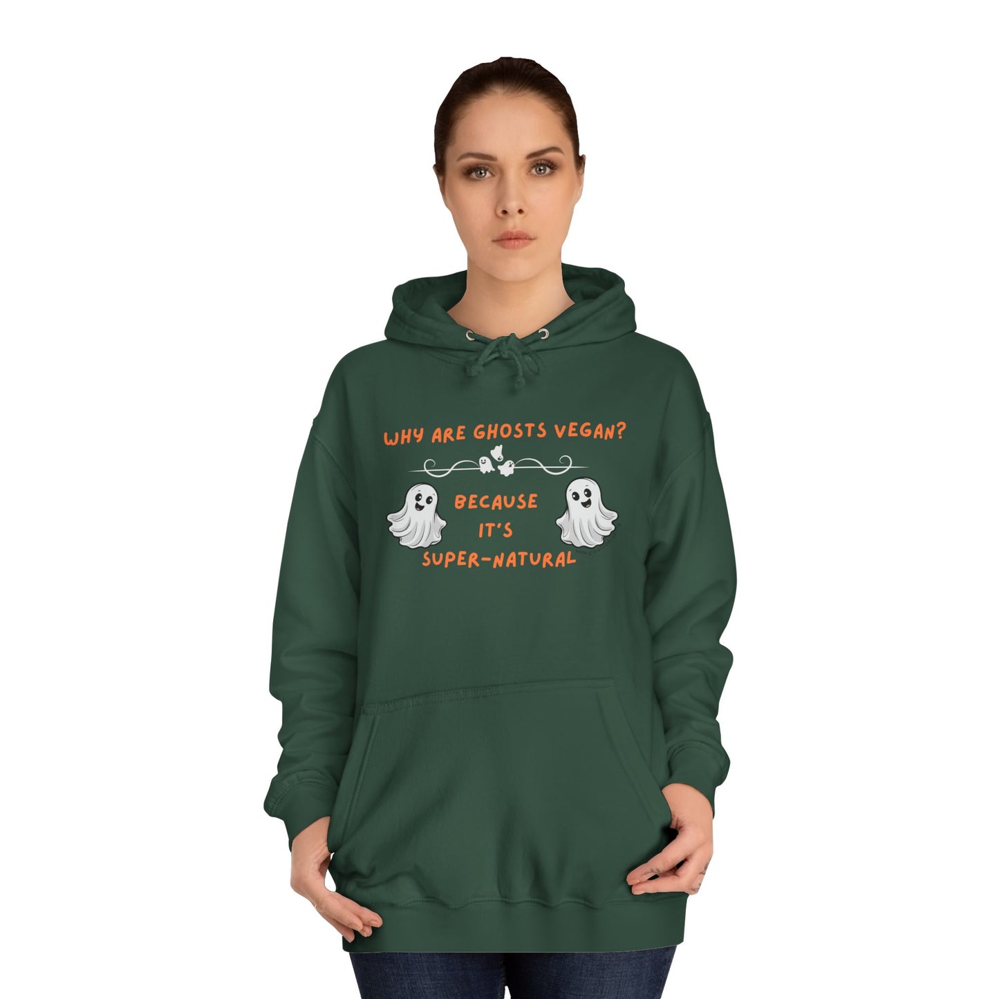 Why are Ghosts Vegan? - Unisex College Hoodie